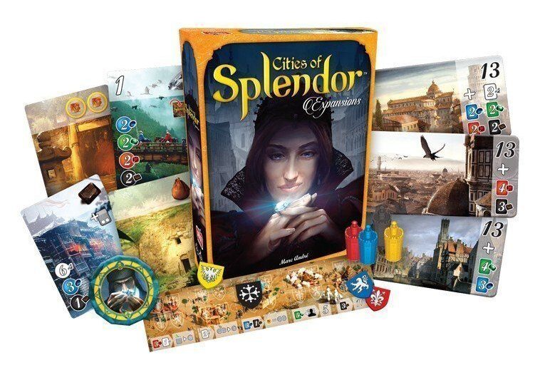 Splendor Game contents around the Game box