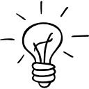 Cartoon light bulb sketch indicating ideas