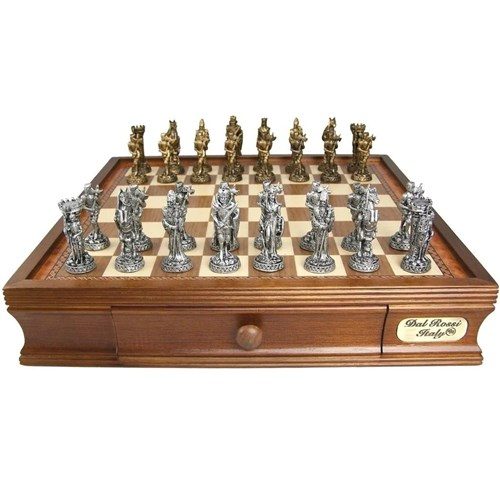 Medieval Metal Chess Set Wooden Chessboard Adult Children Metal Chess  Pieces Family Games Toys Interior Decoration Gifts