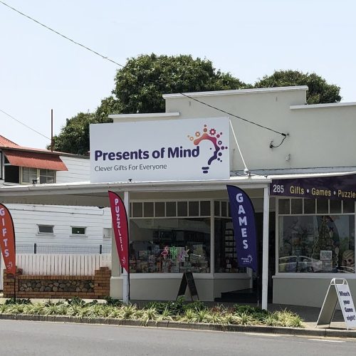 Exterior view of Presents of Mind Paddington showing garden, banners footpath and entry